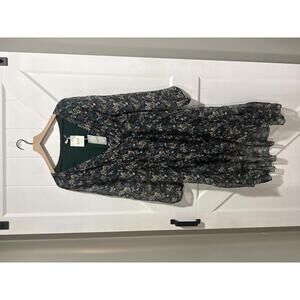 Elena Baldi Silk Blend Floral Long Sleeve Dress, Made in Italy, NWT, Size XL